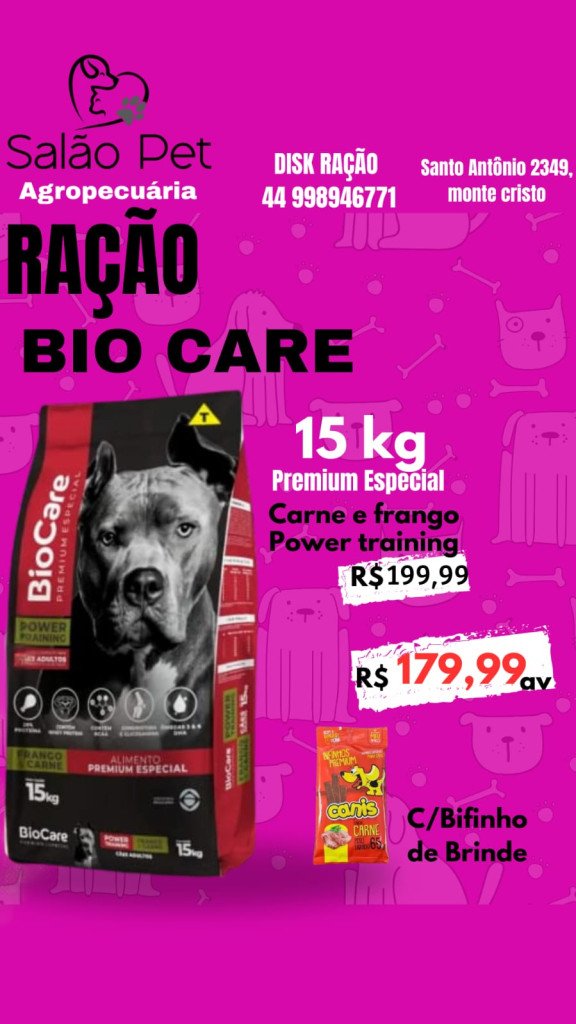 Ração  Bio Care Power training 15kg Pitbuull