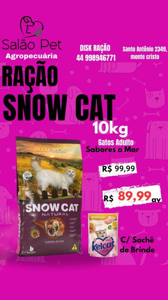 Ração Snow  Cat 10kg gatos adultos sabores  do mar