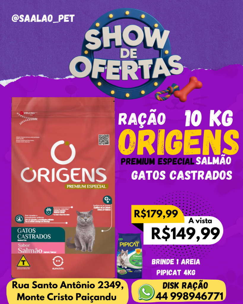ORIGENS 10KG SALMAO GATOS CASTRADOS 